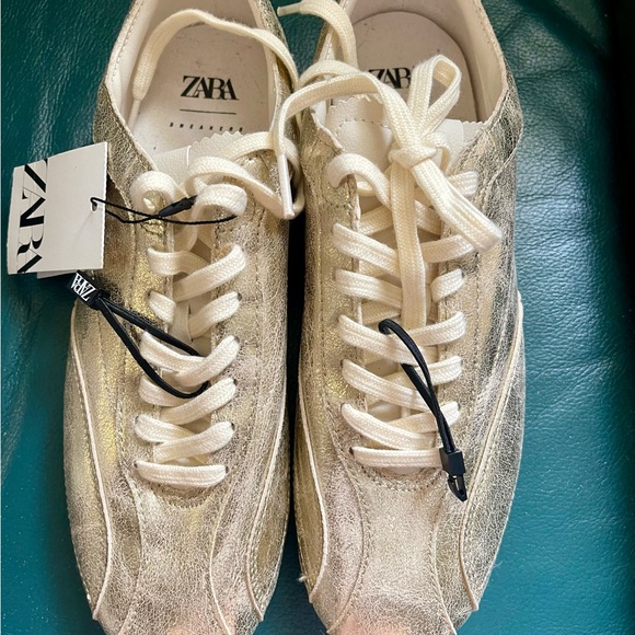 Zara Gold Women's Sneakers - Picture 2 of 5